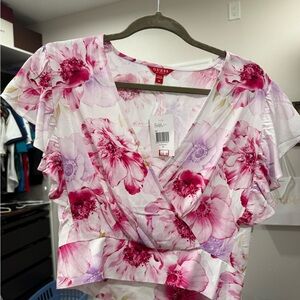GUESS Women's Pink Floral Top